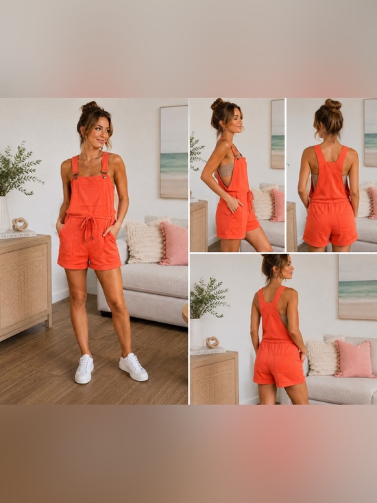 Pants - Women's Coral Utility Short Overalls Romper